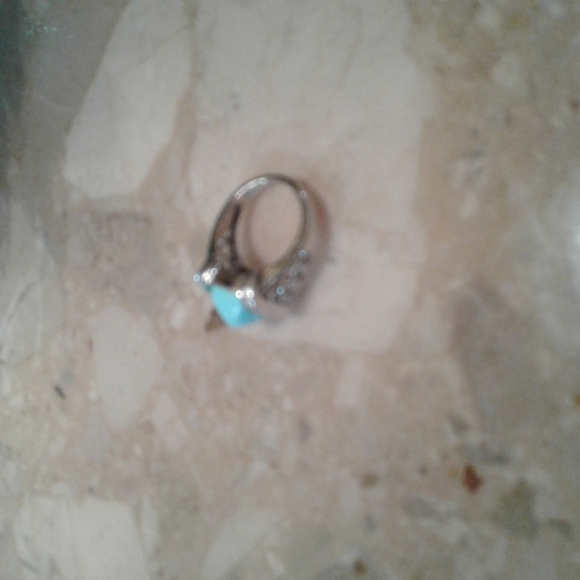 estate turquoise Ring.  With Diamond Bezel Reserved - Picture 2 of 5